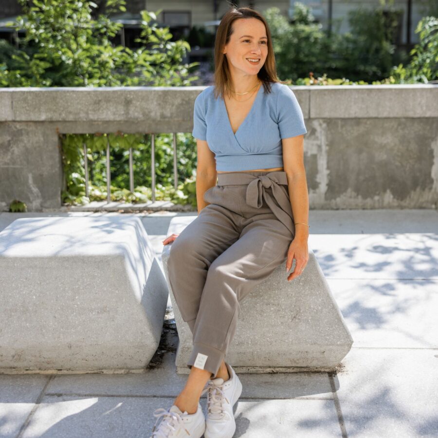 Majica za dojenje / rebrast bombaž / sky blue / crop top - Image 3