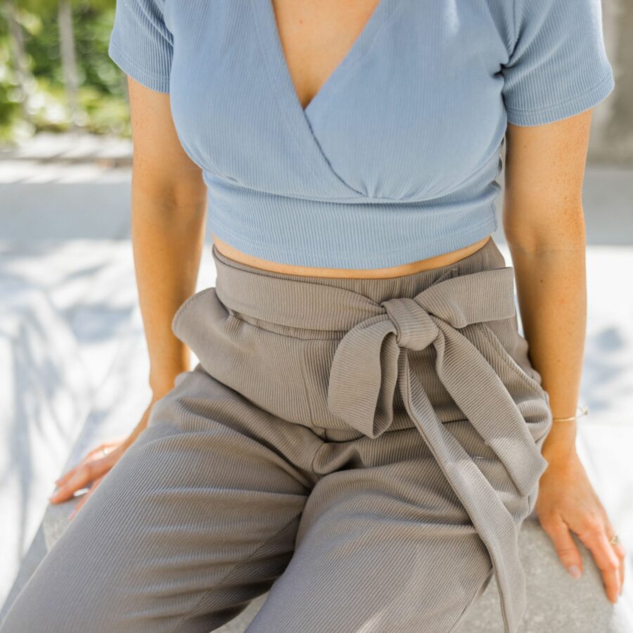 Majica za dojenje / rebrast bombaž / sky blue / crop top - Image 5