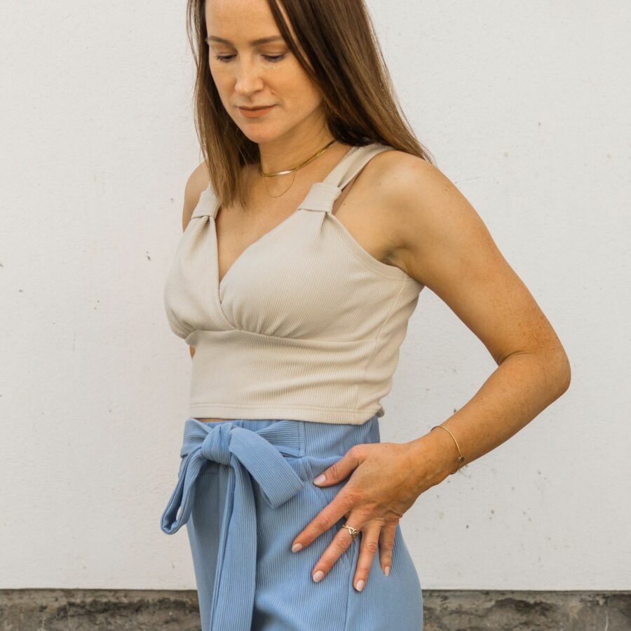 Top za dojenje / rebrast bombaž / beige - Image 5