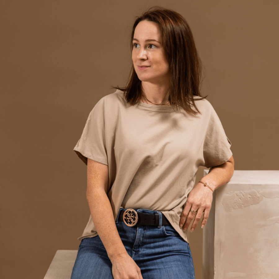 Oversized t-shirt / gladek bombaž / beige - Image 2