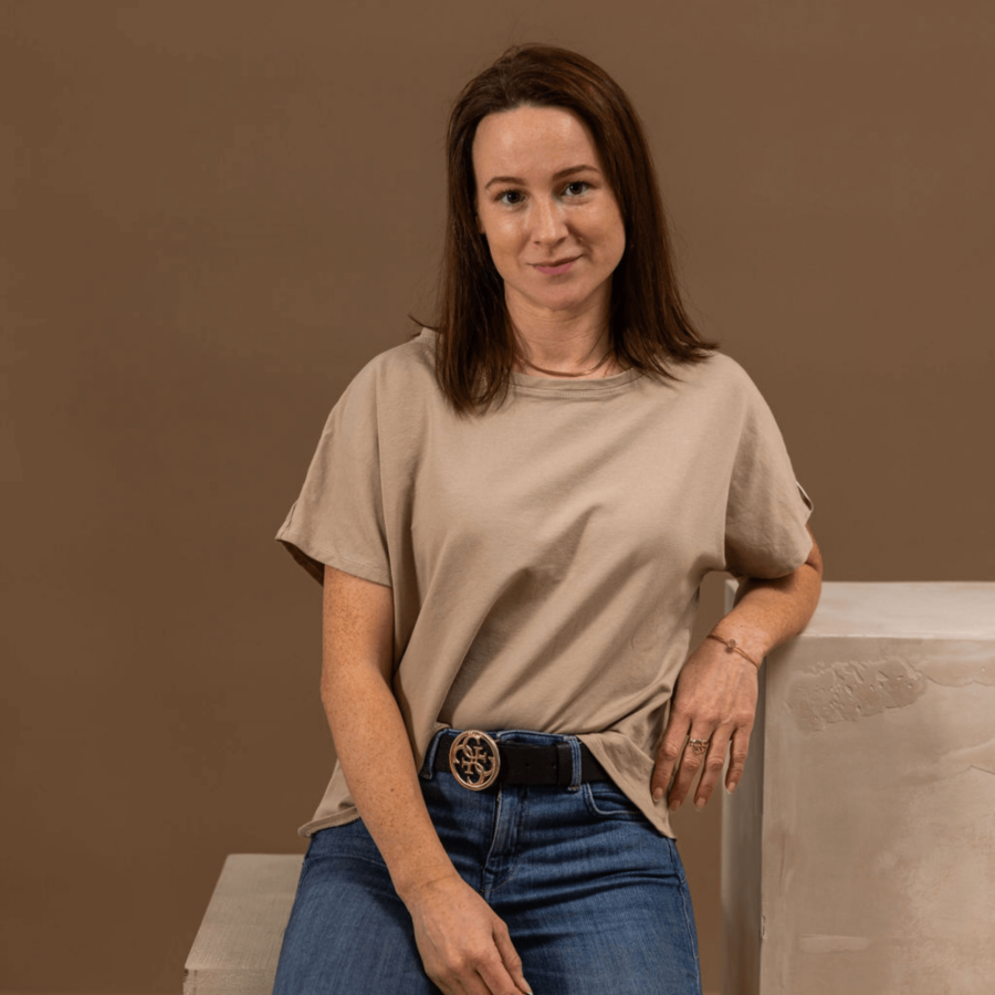 Oversized t-shirt / gladek bombaž / beige - Image 3
