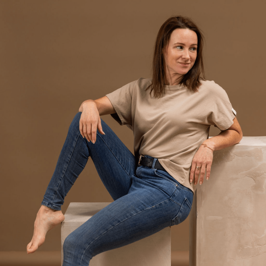 Oversized t-shirt / gladek bombaž / beige - Image 5