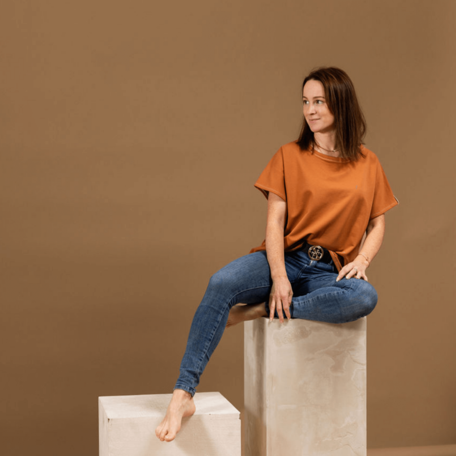 Oversized t-shirt / gladek bombaž / brick