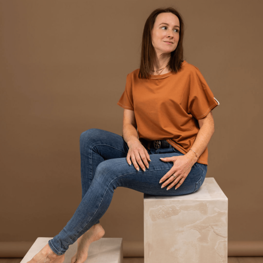 Oversized t-shirt / gladek bombaž / brick - Image 5