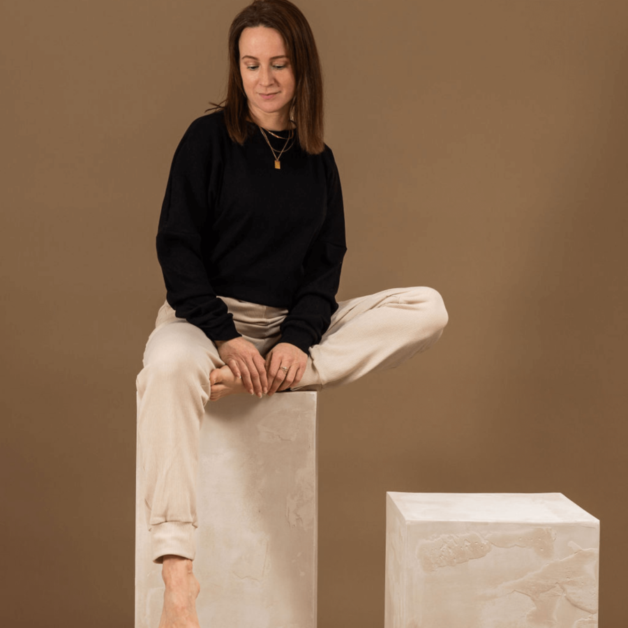 Dolge hlače na patent / rebrast bombaž / beige - Image 3