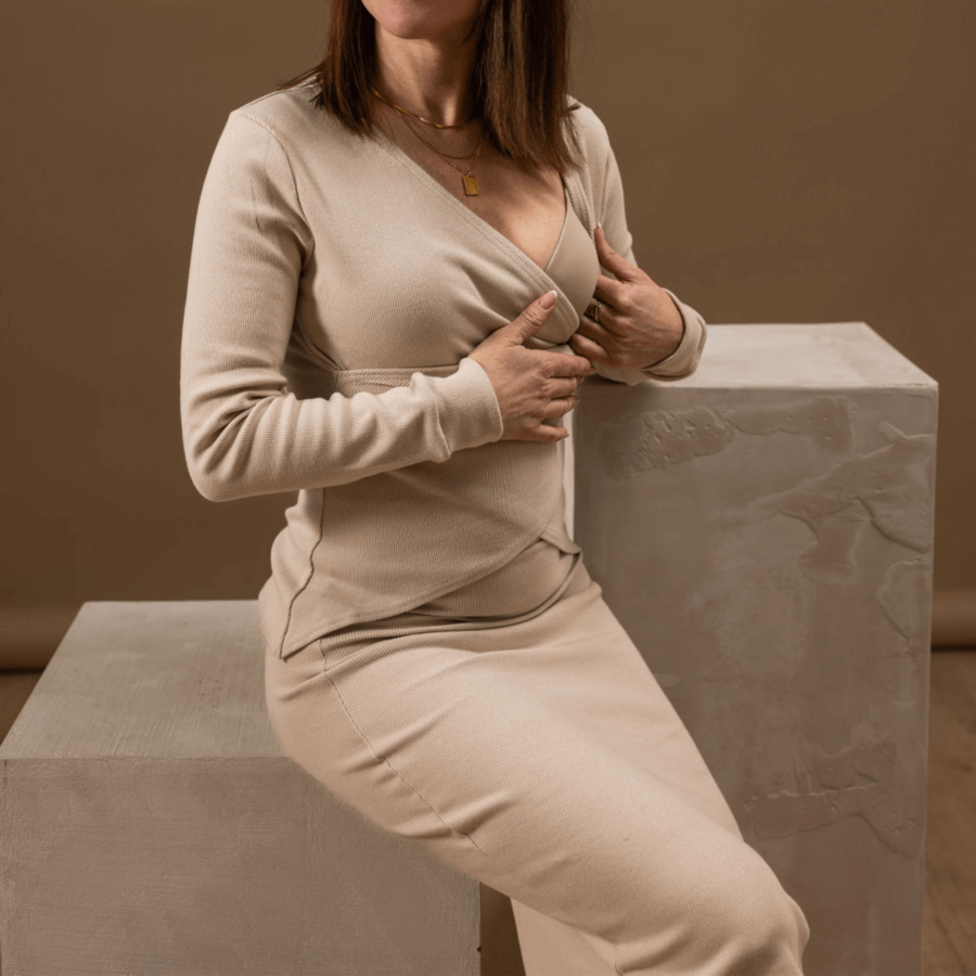 Obleka za dojenje / dvodelni set / zgornji del / light beige - Image 2