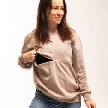 Pulover za dojenje na zadrgo Cappuccino
