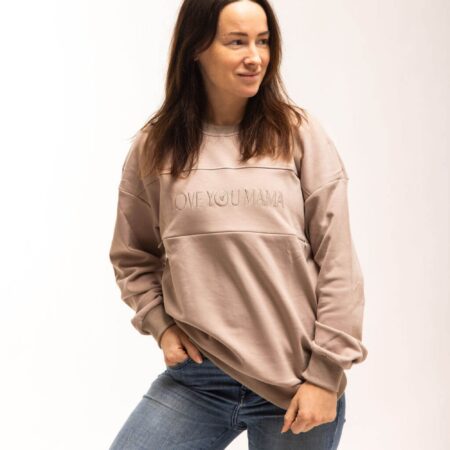 Pulover za dojenje na zadrgo Cappuccino