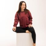 Pulover za dojenje na zadrgo burgundy